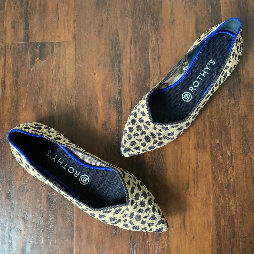 Rothy's Pointed Toe Leopard Print Comfort Ballet … - image 1